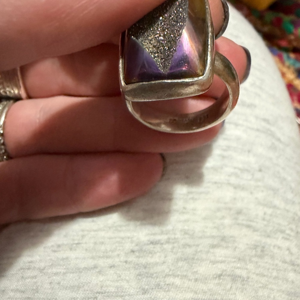 Sterling Multicolored Stone Ring - image 3